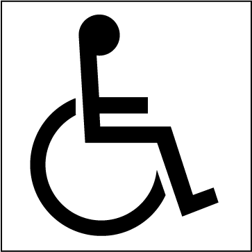 Le deuxième symbole est le symbole d’accès universel traditionnel. Il montre une personne en fauteuil roulant et les lignes de la figure sont légèrement fines avec des extrémités carrées. 