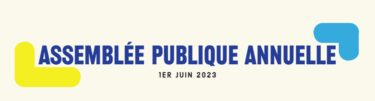 Bannière de l'assemblée publique annuelle 2023.
